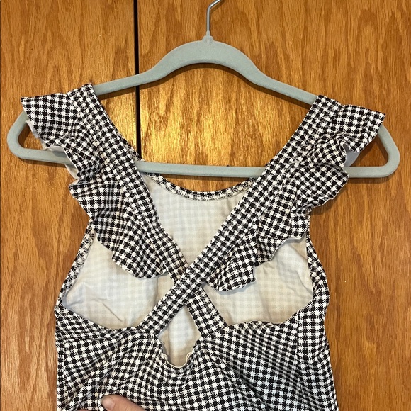 Eberjey Black and White checkered one piece girls Swimsuit - Picture 2 of 4